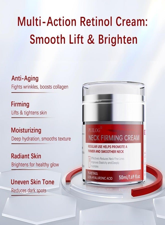 PUILOG Neck Firming Cream, Anti-Aging Tightening And Lifting Treatment With Peptides, Retinol, Collagen & Hyaluronic Acid Cream For Neck, Face and Chest (1.7 Fl Oz) - Image 4